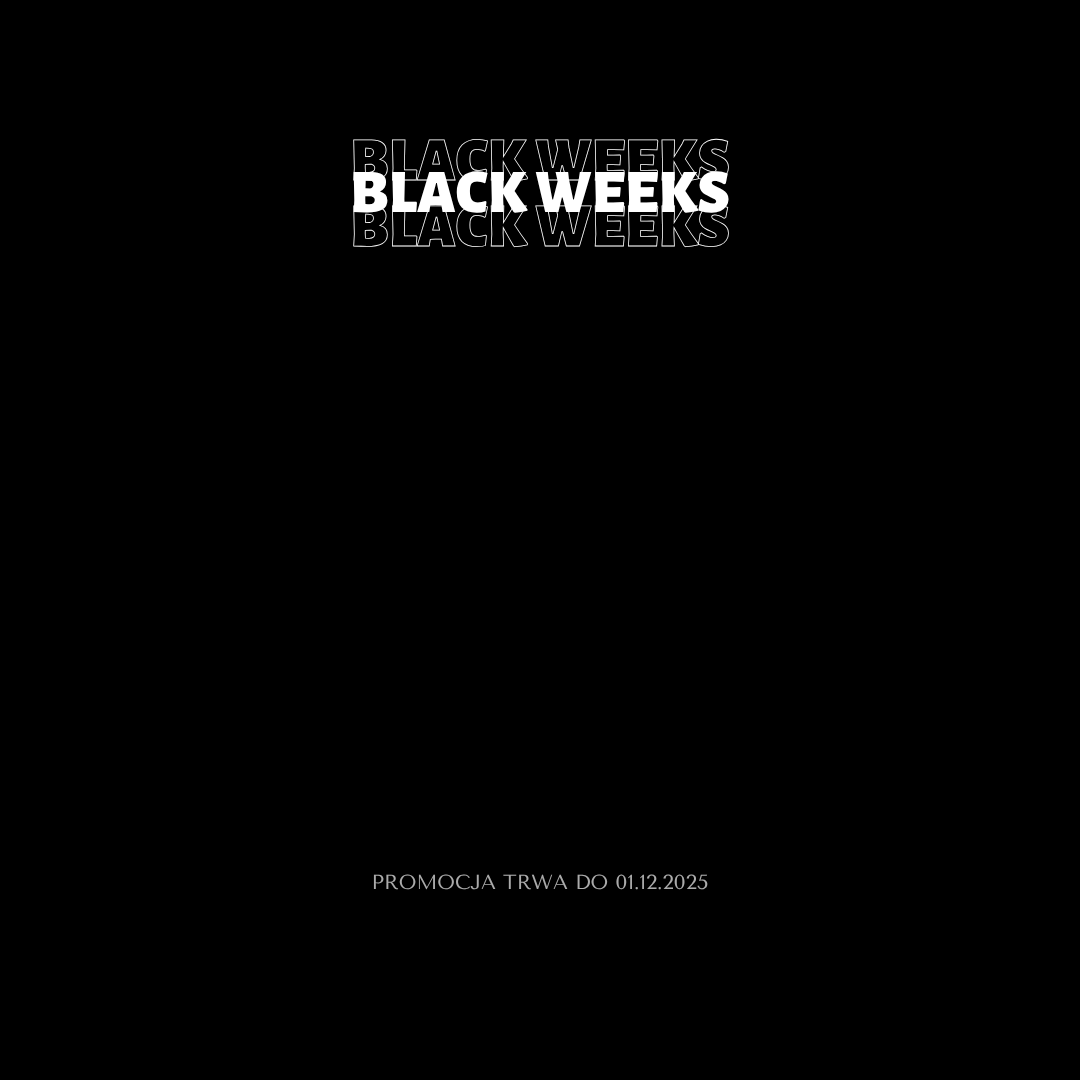 Czarna grafika promocyjna z białym napisem „Black Weeks”; na dole informacja: „Promocja trwa do 01.12.2025"